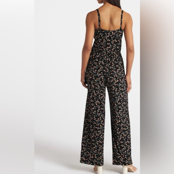 Kaileigh Floral Black Wide Leg Jumpsuit Small Petite Casual Dressy Outfit NWOT - Picture 9 of 11